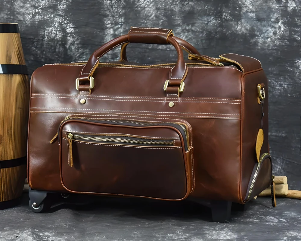 leather carry on luggage wheeled